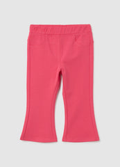 OVS Pink Stretch Cotton Flare Baby Girl Trousers
