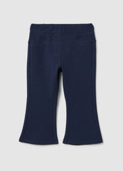 OVS Baby Blue Cotton Flare Fit Trousers