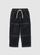 OVS Kids' Black Denim Relaxed Fit Cargo Trousers