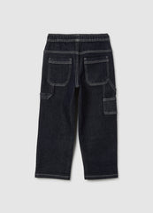 OVS Kids' Black Denim Relaxed Fit Cargo Trousers