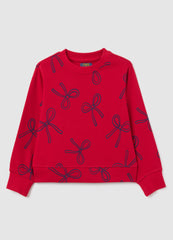 OVS Girls' Red Pure Cotton Sweatshirt Regular Fit