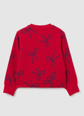 OVS Girls' Red Pure Cotton Sweatshirt Regular Fit