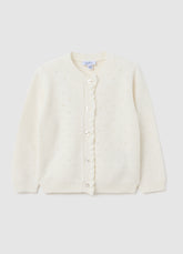 OVS Girls' White Pure Cotton Regular Fit Cardigan