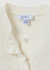 OVS Girls' White Pure Cotton Regular Fit Cardigan