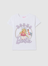 OVS Girl'S White Stretch Cotton T-Shirt With Barbie Print
