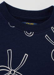 OVS Girls' Blue Cotton Sweatshirt In Regular Fit