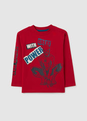 OVS Red Pure Cotton Children'S T-Shirt Regular Fit With Spiderman Print