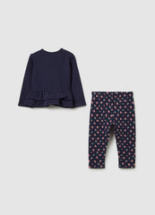 OVS Blue Cotton Girl'S Outfit, Regular Fit