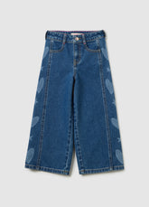 OVS Girls' Blue Cotton Wide Leg Jeans