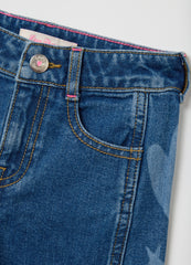 OVS Girls' Blue Cotton Wide Leg Jeans