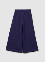 OVS Girls' Blue Cotton Blend Jogger Trousers Regular Fit With Embroidered Heart