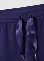 OVS Girls' Blue Cotton Blend Jogger Trousers Regular Fit With Embroidered Heart