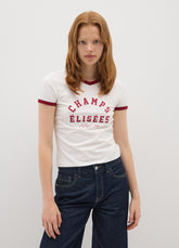 OVS White Stretch Cotton Regular Fit T-Shirt With Red Accents