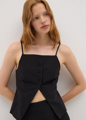 OVS Black Fitted Viscose-Blend Waistcoat