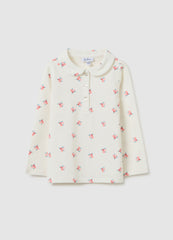 OVS Girls' White Stretch Cotton Polo Regular Fit