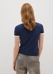 OVS Blue Stretch Cotton T-Shirt Regular Fit