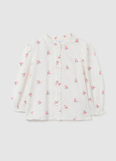 OVS Baby Girl'S White Pure Viscose Blouse With Regular Fit And Ruffles