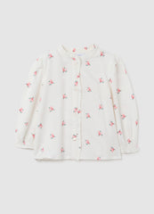 OVS Baby Girl'S White Pure Viscose Blouse With Regular Fit And Ruffles