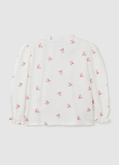 OVS Baby Girl'S White Pure Viscose Blouse With Regular Fit And Ruffles