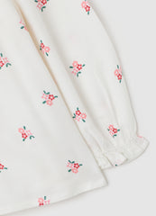 OVS Baby Girl'S White Pure Viscose Blouse With Regular Fit And Ruffles