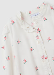 OVS Baby Girl'S White Pure Viscose Blouse With Regular Fit And Ruffles