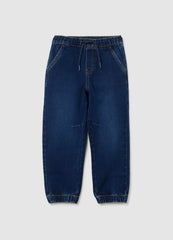 OVS Relaxed Fit Blue Cotton Blend Jog Denim For Children