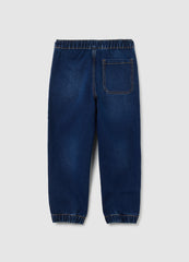OVS Relaxed Fit Blue Cotton Blend Jog Denim For Children