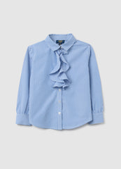OVS Girl'S Multicolour Regular-Fit Cotton Blend Shirt With Ruffles
