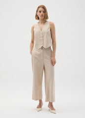 OVS Beige Striped Wide Leg Trousers