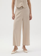 OVS Beige Striped Wide Leg Trousers