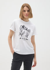 OVS White Pure Cotton Regular Fit T-Shirt With Floral Print
