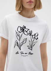 OVS White Pure Cotton Regular Fit T-Shirt With Floral Print