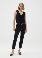 OVS Black Viscose Blend Slim Fit Trousers