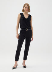 OVS Black Viscose Blend Slim Fit Trousers