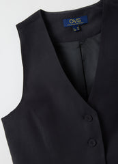 OVS Black Viscose Blend Slim Fit Waistcoat