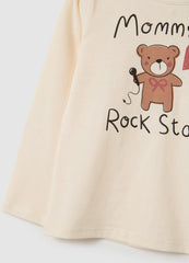 OVS Regular Fit Beige Cotton Baby Girl T-Shirt