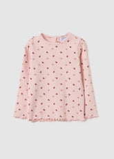 OVS Girls' Pink Stretch Cotton Regular Fit T-Shirt