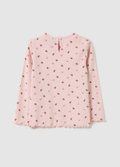 OVS Girls' Pink Stretch Cotton Regular Fit T-Shirt