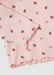 OVS Girls' Pink Stretch Cotton Regular Fit T-Shirt