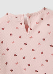 OVS Girls' Pink Stretch Cotton Regular Fit T-Shirt