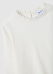 OVS Girls' White Stretch Cotton T-Shirt Regular Fit