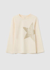 OVS Beige Girls' T-Shirt In Pure Cotton, Regular Fit