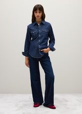 OVS Blue Denim Shirt In Pure Cotton With Long Sleeves