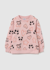 OVS Girls' Pink Pure Cotton Regular Fit Sweatshirt With Print
