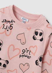 OVS Girls' Pink Pure Cotton Regular Fit Sweatshirt With Print
