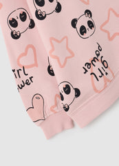 OVS Girls' Pink Pure Cotton Regular Fit Sweatshirt With Print