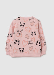 OVS Girls' Pink Pure Cotton Regular Fit Sweatshirt With Print
