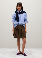 OVS Brown Wool-Blend Pleated Skirt
