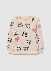 OVS Regular Fit Beige Pure Cotton Girls' Sweatshirt With Print