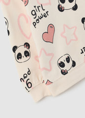 OVS Regular Fit Beige Pure Cotton Girls' Sweatshirt With Print